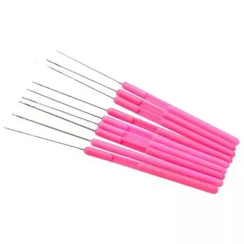 2шт крючки для наращивания волос с пластиковой ручкой крючки иглы для изготовления дредов красный