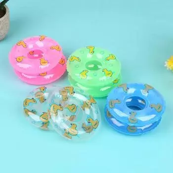 2шт кукольный домик миниатюрное кольцо для плавания милая утка поплавок для купания спасательный пояс игрушка розовый