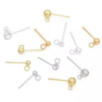 2шт медные шариковые серьги-гвоздики высокого качества Diy DIY Изготовление ювелирных изделий Поиск аксессуаров 3mm серебряный