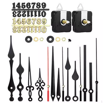 2шт. Механизм движения настенных часов, подвесной механизм, бесшумная замена для прочных Arabic Numerals