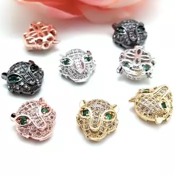 2 шт. Металлические бусины в виде головы леопарда для изготовления ювелирных изделий, ожерелья, браслета, аксессуаров
