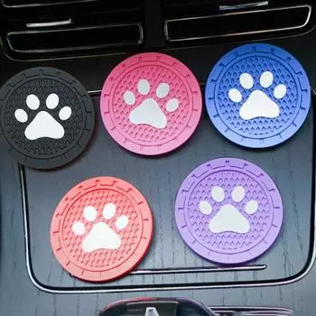 2шт милый автомобиль нескользящий отпечаток лапы чашка воды авто коврик держатель коврик бутылка фиолетовый