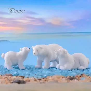 2шт милый белый медведь миниатюрный пейзаж бонсай орнамент настольное украшение подарок