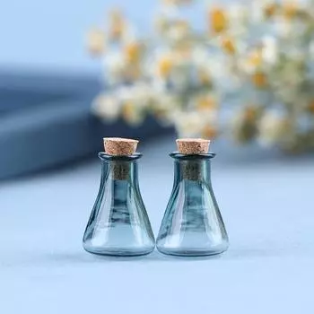 2шт мини-стеклянная цветная бутылка, бутылка для желаний, крошечные банки, флаконы, мини-бутылка для хранения