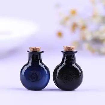 2шт мини стеклянные бутылки бутылка для желаний с пробками крошечные банки флаконы бутылка для хранения чёрный