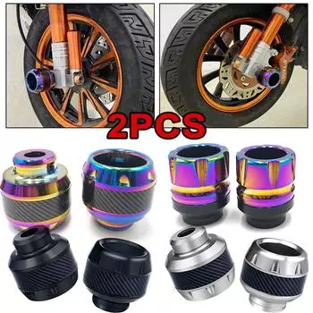 2шт многоцветный титановый слайдер рамы мотоцикла алюминиевая передняя вилка чашка защита от падения сокрушительный углеродное волокно мотоцикл скутер