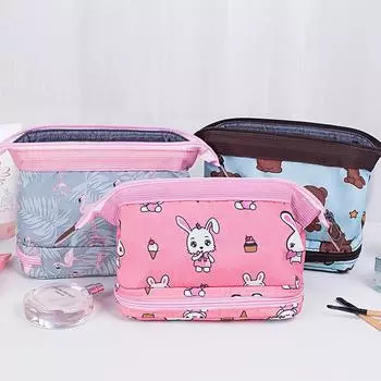 2шт многофункциональная сумка для хранения косметики с принтом на молнии сумка для стирки синий