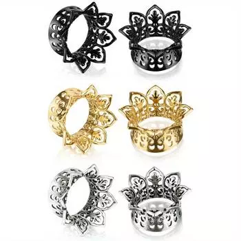 2шт Мода Личность Тенденция Дизайн Полый Цветок В Форме Металла Расширение Ушей Пирсинг Ювелирные Изделия Расширение Ушей для Мужчин и Женщин Новые Продукты 8mm