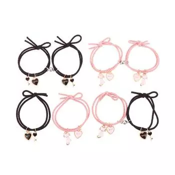 2шт. Мультяшные магнитные браслеты для пар с кулоном в виде кошачьего сердца, симпатичные, взаимно привлекательные, веревочные подарки для друзей