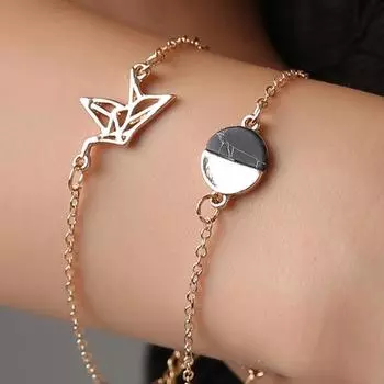 2шт/набор полый голубь круглый браслет-цепочка для женщин вечерние ювелирные изделия подарок золотистый