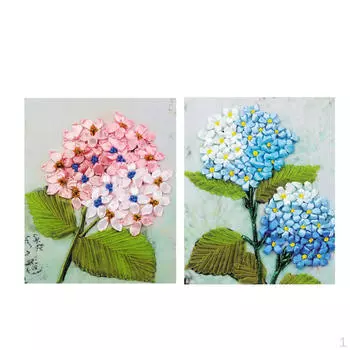 2шт наборы для вышивки лентами DIY цветочный узор ручной работы