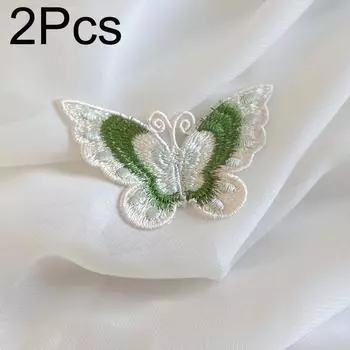 2шт наклейки DIY бабочка гладильные наклейки тканевые нашивки вышитые нашивки одежда аксессуары юбки декоративные зелёный