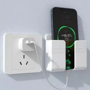 2шт настенный держатель для мобильного телефона с держателем для пульта дистанционного управления с клейкой основой, неперфорированная настенная стойка для хранения