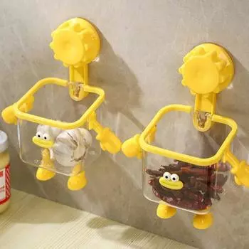 2шт настенный держатель зубной щетки в форме робота прозрачный ящик для хранения дома 2PCS