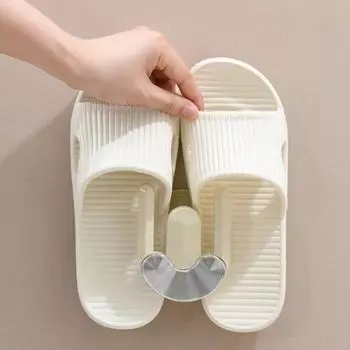 2шт настенный крючок для тапочек без проколов сушилка для обуви модная вешалка для тапочек спальня молочный белый