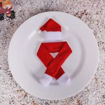 2шт нетканые шарфы шляпы бутылки вина забавные украшения праздничные креативные предметы для дома рождественские чехлы для бутылок вина украшения