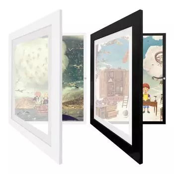 2шт. Открытые и сменные изображения перед детской художественной рамкой. Самый большой дисплей.. А4 Технические Работы, Рукоделие, Хранение Чертежей, 8,3х11,8 I чёрный