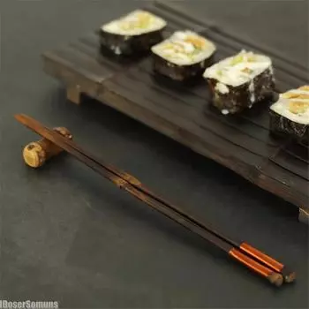 2шт палочки для еды японский ретро набор деревянные палочки для суши медная обмотка кухонные принадлежности