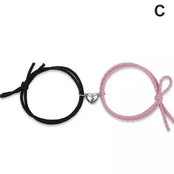2шт пара браслет сердце веревка плетеный магнит расстояние привлечь подарок дружбы C