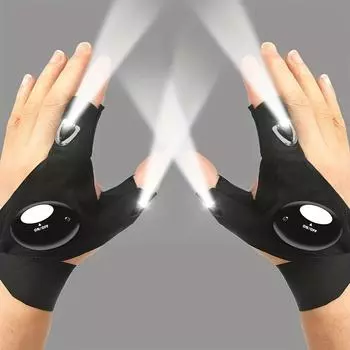 2шт. Перчатки со светодиодными фонариками - идеальный инструмент для кемпинга и подарок для мужчин на Рождество или день рождения 2pcs чёрный