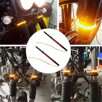2шт передняя вилка мотоцикла светодиодная лента указатель поворота кольцо рулевая лампа