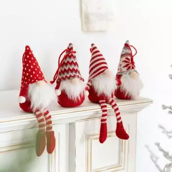 2шт плюшевая кукла рождественская елка подвесная кукла скандинавские украшения томте рождественский гном кулон новый год Style C