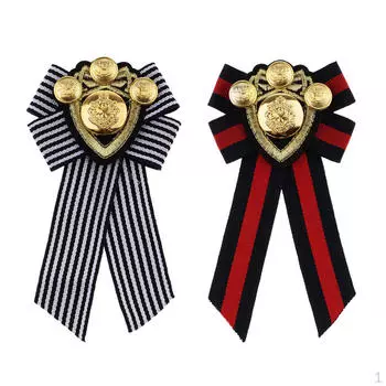 2шт предварительно завязанный бантом тканевый галстук-бабочка в британском стиле, полосатая тканевая булавка