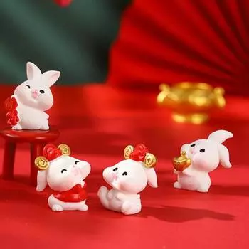 2шт Прочные статуи кроликов Очаровательные уникальные микро ландшафтные украшения O