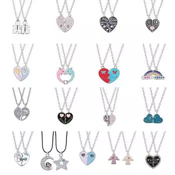 2шт Радуга Лучшие друзья Мед Любовь Пара Кулон Ожерелье Bff Подарок Хо B