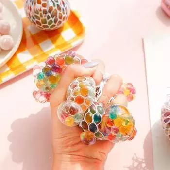 2шт Радужный мяч для снятия стресса с сеткой TPR Цветные шарики заполнены