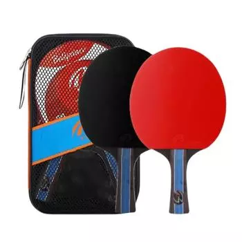 2шт ракетка для настольного тенниса с футляром для хранения липкие перевернутые резиновые ракетки для пинг-понга для тренировок в помещении и на открытом воздухе 2 PCS Long handle