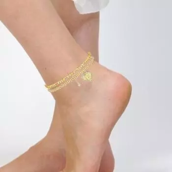 2шт регулируемая удлинительная цепочка женские ножные браслеты украшения для ног сердце начальные женские браслеты на щиколотке G