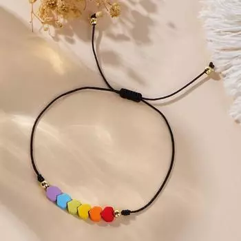 2шт регулируемый браслет в виде радуги в форме сердца конфетного цвета, плетеный браслет для пар Beads