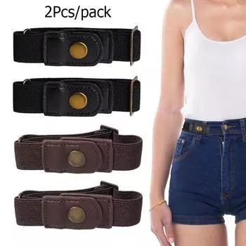 2шт ремень без пряжки для мужчин и женщин, регулируемый эластичный ремень без пряжки для женщин, невидимый боковой ремень с пряжкой без ремня чёрный