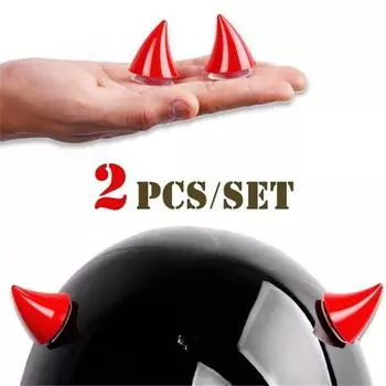 2шт. Рога дьявола, милые наклейки на крылья для украшения шлема в виде рога красный