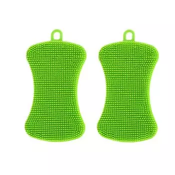 2шт силиконовая губка для мытья посуды кухонный инструмент для чистки зелёный