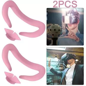 2шт силиконовая маска для лица светонепроницаемая накладка для лица для Meta Quest 3 (розовый)