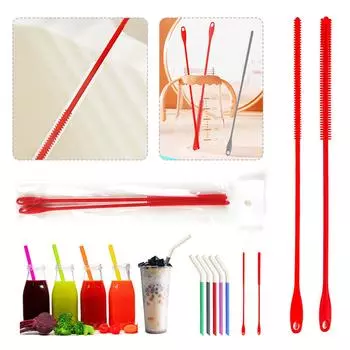 2шт силиконовая щетка для соломинок длинная щетка для чистки соломинок гибкие ершики для труб щетка для бутылок очиститель для питьевых бутылок соломинок синий