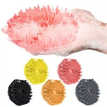 2шт силиконовая щетка для ванны с мягкой щетиной, массажная очищающая щетка для тела с противоскользящей ручкой жёлтый/чёрный