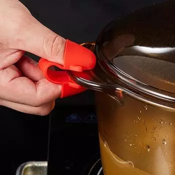 2шт силиконовый термоизолированный зажим для пальцев, нескользящий чехол для пальцев для микроволновых печей, чехол для кухонной мини-ручки оранжевый