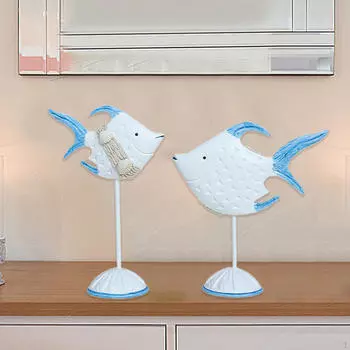 2шт. Скульптуры рыб, настольные украшения, центральные элементы стола, деревянные фигурки животных, настольные статуи