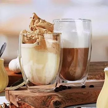 2шт Стакан для макиато, 2 х 250 мл, термочувствительное стекло, двойные стенки, кофейная чашка разноцветный