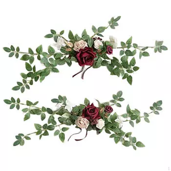 2шт свадебные украшения для стула, искусственные розы с цветочным рисунком на спине, цветы на скамейке Style D