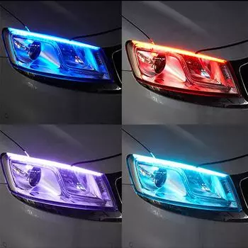 2шт. светодиодные дневные ходовые огни для автомобиля Start-Scan DRL, автоматические направляющие указателя поворота, тонкая полоса лампы, аксессуары для укладки фар 30cm