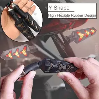 2шт светодиодные фары двухсторонние указатели поворота светоизлучающие стрелки двухцветные струящиеся водные поворотники универсальные для мотоциклов