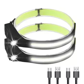 2шт светодиодный налобный фонарь с датчиком движения USB перезаряжаемый светодиодный налобный фонарь с 7 режимами 1