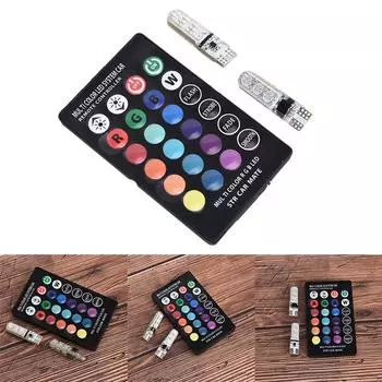 2шт T10 5050 W5W 6 Smd пульт дистанционного управления Rgb светодиодный автомобильный купольный светильник для чтения, лампа накаливания 1pcs