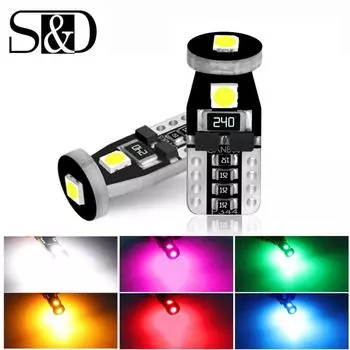 2шт T10 W5W светодиодные лампы Canbus без ошибок автомобильные габаритные огни лампа для чтения авто купольные дверные лампы аксессуары белый красный желтый зеленый синий розовый розовый