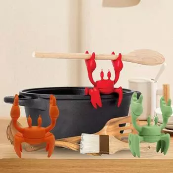 2шт термостойкий крабовый силиконовый держатель для ложки нескользящая подставка для кухонной плиты B