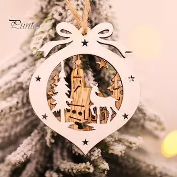 2шт трехмерная рождественская елка кулон деревянные подвесные украшения экологически чистые украшения